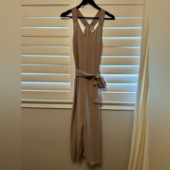 Aritzia Wilfred Taupe Jumpsuit with Tie Belt (XXS) - Picture 1 of 3